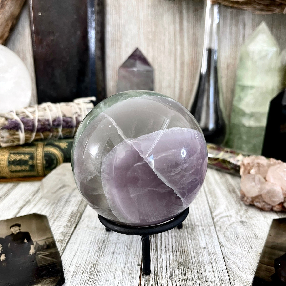 Large Green Fluorite Crystal Ball / FoxlarkCrystals