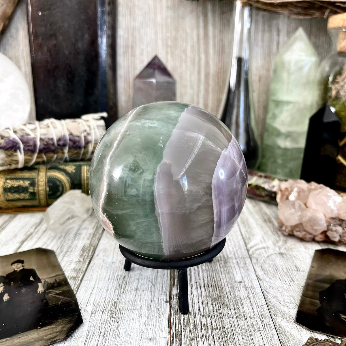Large Green Fluorite Crystal Ball / FoxlarkCrystals