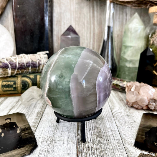Large Green Fluorite Crystal Ball / FoxlarkCrystals