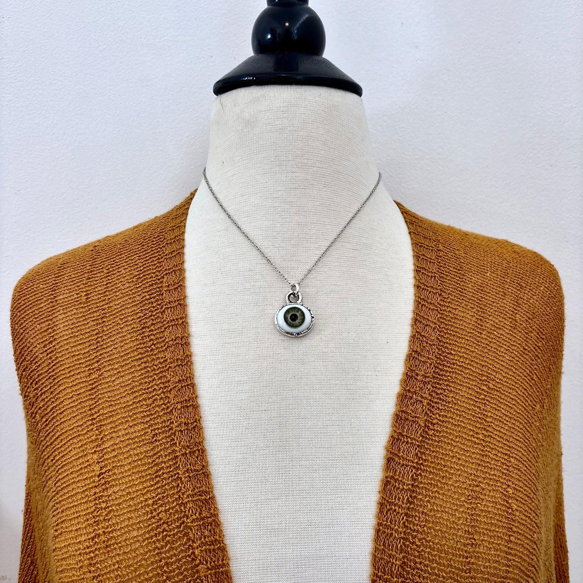 Green Iris Eye Necklace Fine Silver / Foxlark Collection - One of a Kind