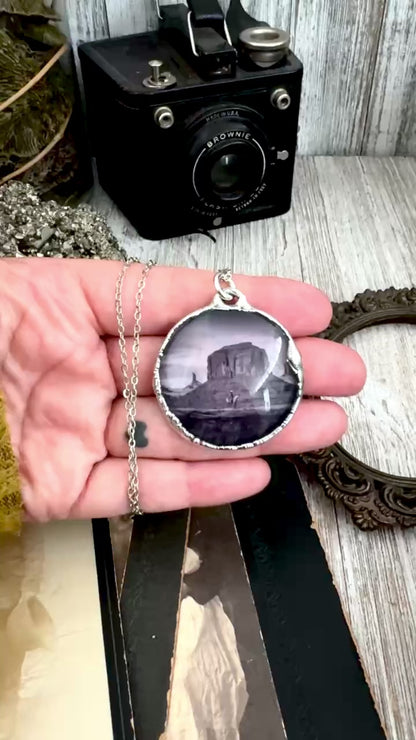 Road To Nowhere - Cowboy on Horse / Desert Necklace Fine Silver - One of a Kind