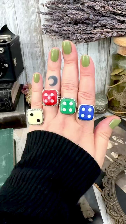 Playing Games - Dice Ring Fine Silver Size 6 7 8 9 10 11 / One of a Kind