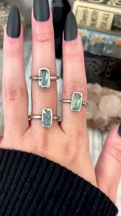 Blue Kyanite Ring Fine Silver Small Faceted Stone Ring Size 5 6 7 8 9 10 11 / Foxlark Collection