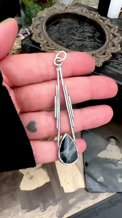 Spiderweb Obsidian Crystal Necklace in Fine Silver / Foxlark Collection - One of a Kind