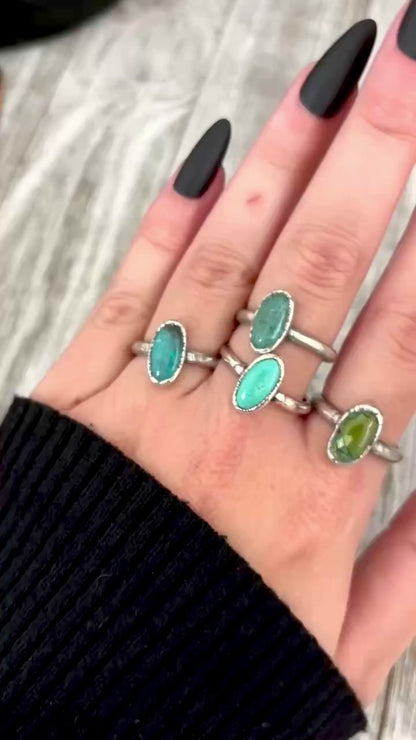 Turquoise Ring Fine Silver Stone Ring Size 5 6 7 8 9 10 11 / Foxlark Collection