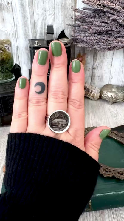 Lucky Penny Club - HOBO Nickel Vintage Truck Coin Ring Fine Silver Size 11 / One of a Kind