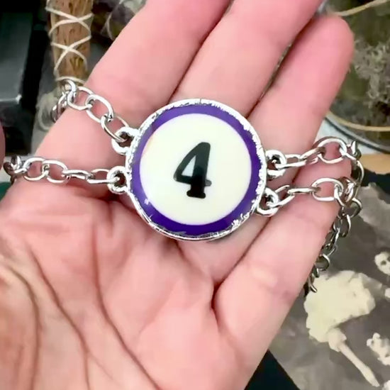 Playing Games - #4 Pool Ball Bracelet Fine Silver / One of a Kind.
