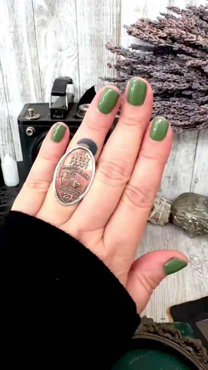 Lucky Penny Club -Vintage Las Vegas Pressed Penny Ring Fine Silver Size 7.5 / One of a Kind