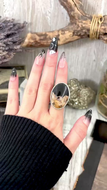 Fossilized Palm Root Crystal Ring Fine Silver Size 7 / Foxlark Collection - One of a Kind