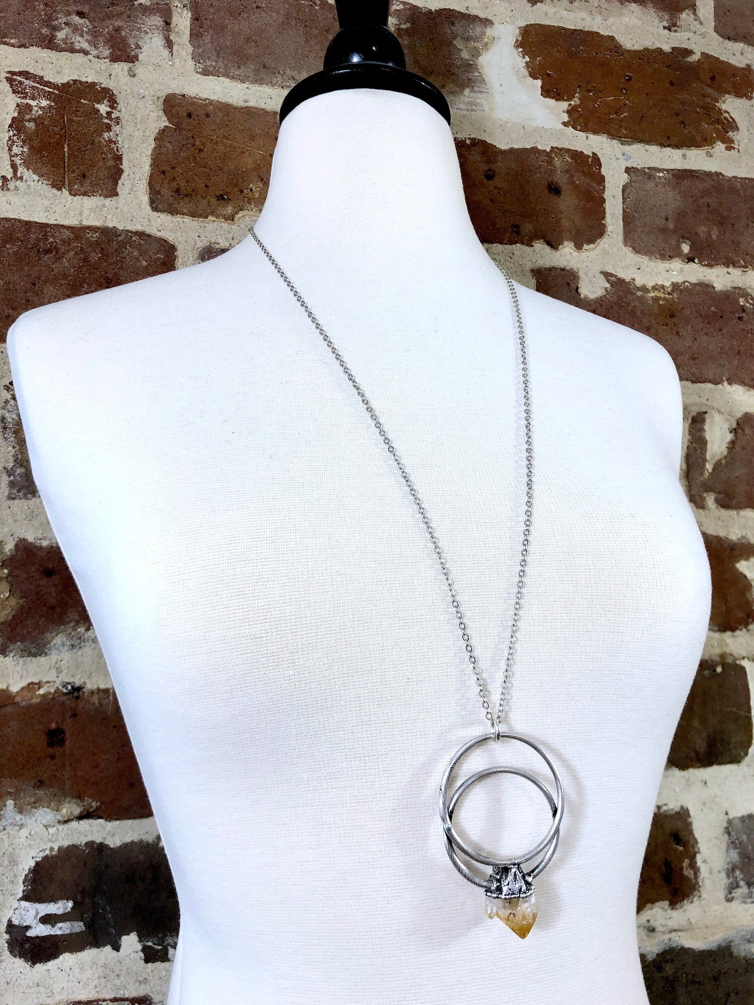 Large Raw Citrine Necklace / Big Crystal Necklace Silver / Natural Crystal Jewelry Citrine Birthstone Jewelry
