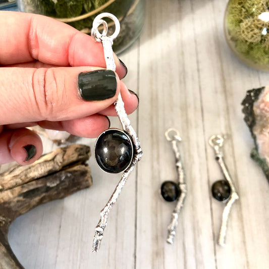 Sticks & Stones Necklace Pendant / Crystal Necklace Black Star Sunstone Silver Necklace