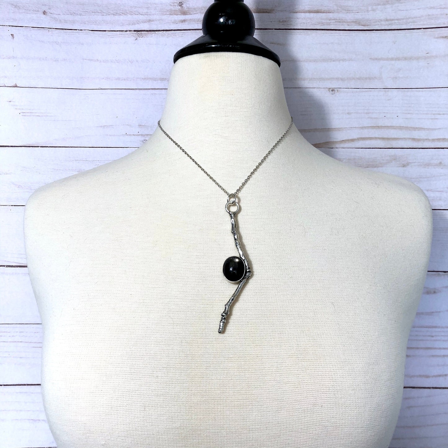 Sticks & Stones Necklace Pendant / Crystal Necklace Black Star Sunstone Silver Necklace