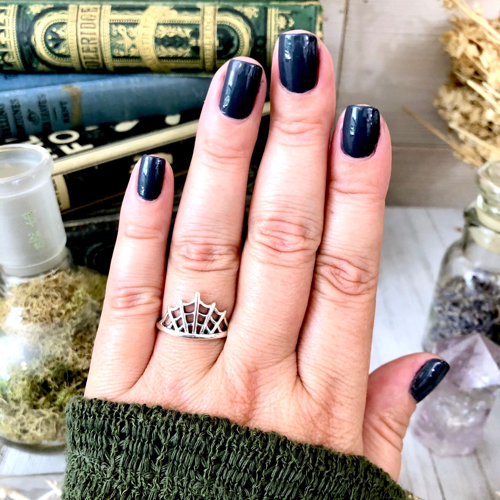 Spider Web Ring in Sterling Silver /.