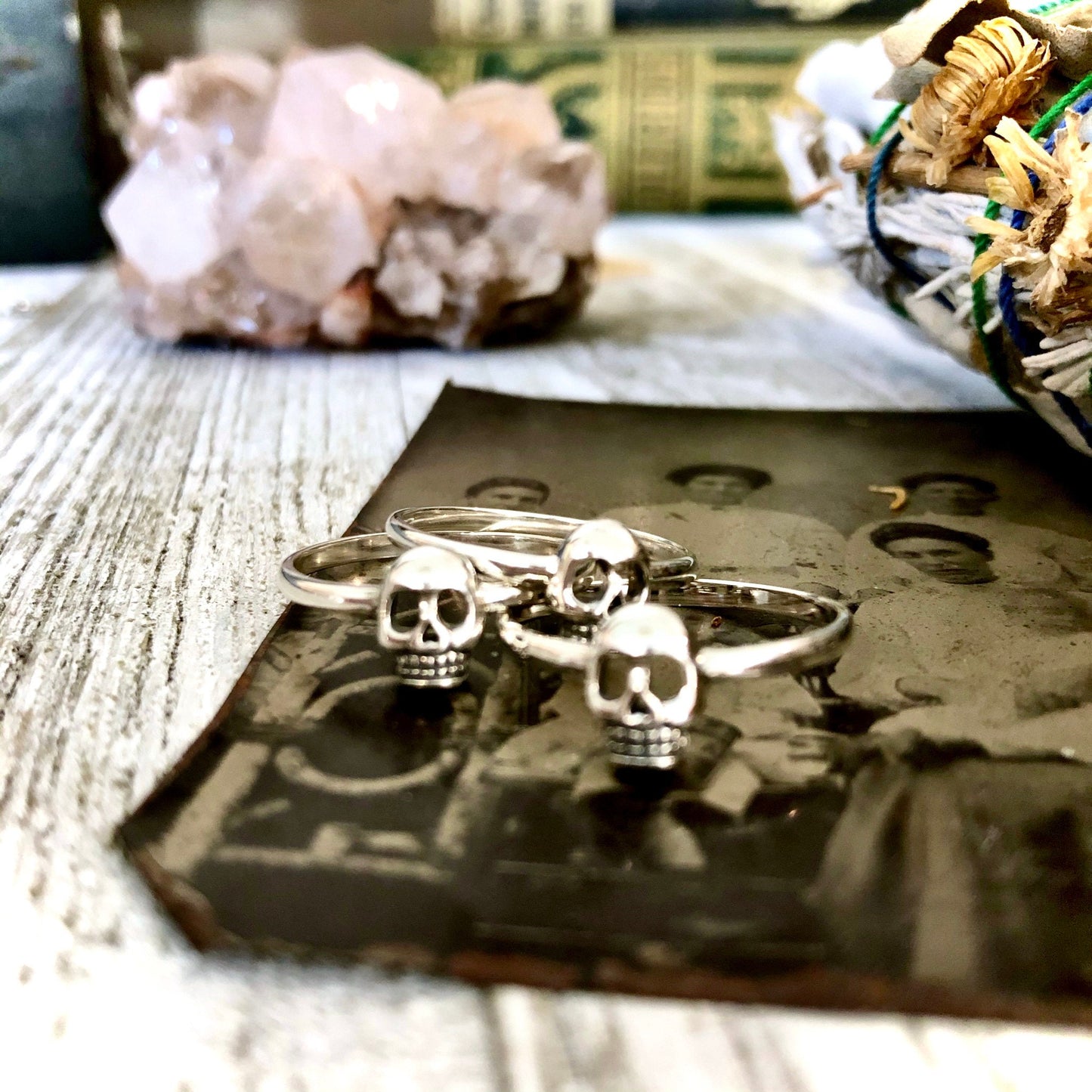 Tiny Talismans Collection- Tiny Skull Ring in Sterling Silver / Curated  Collection