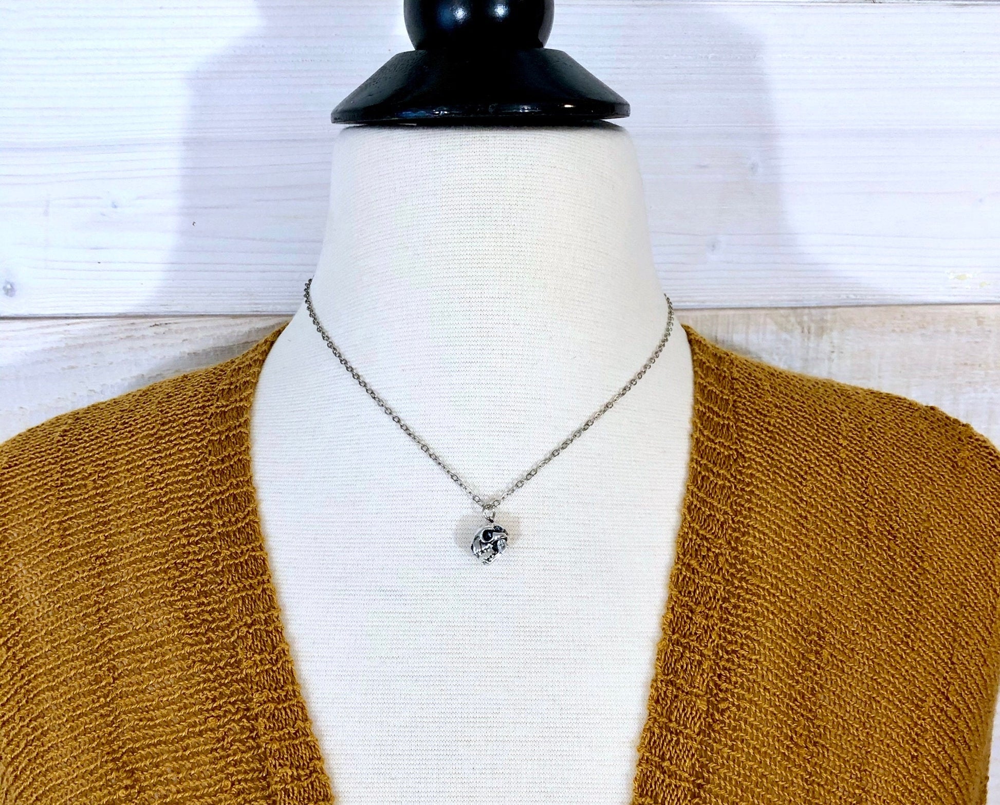Tiny Talisman Collection - Sterling Silver Cat Skull Necklace Pendant 12x9mm / Curated Collection - Foxlark Crystal Jewelry