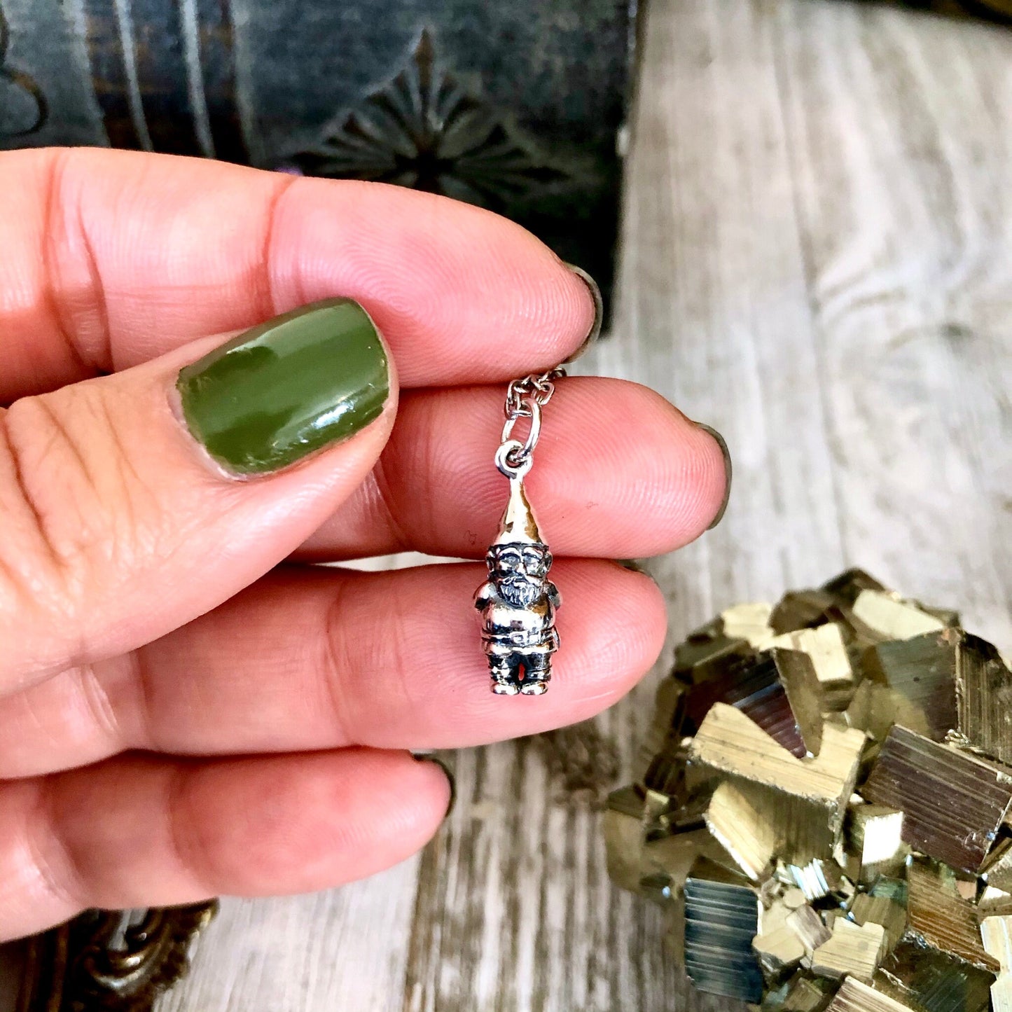 Tiny Talisman Collection - Sterling Silver Teeny Garden Gnome Necklace Pendant 19x7mm / Curated Collection - Foxlark Crystal Jewelry