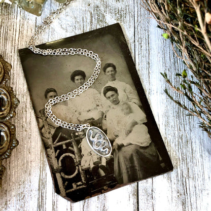 Tiny Taliman Collection - Sterling Silver Snake Pendant 18x10mm  /.