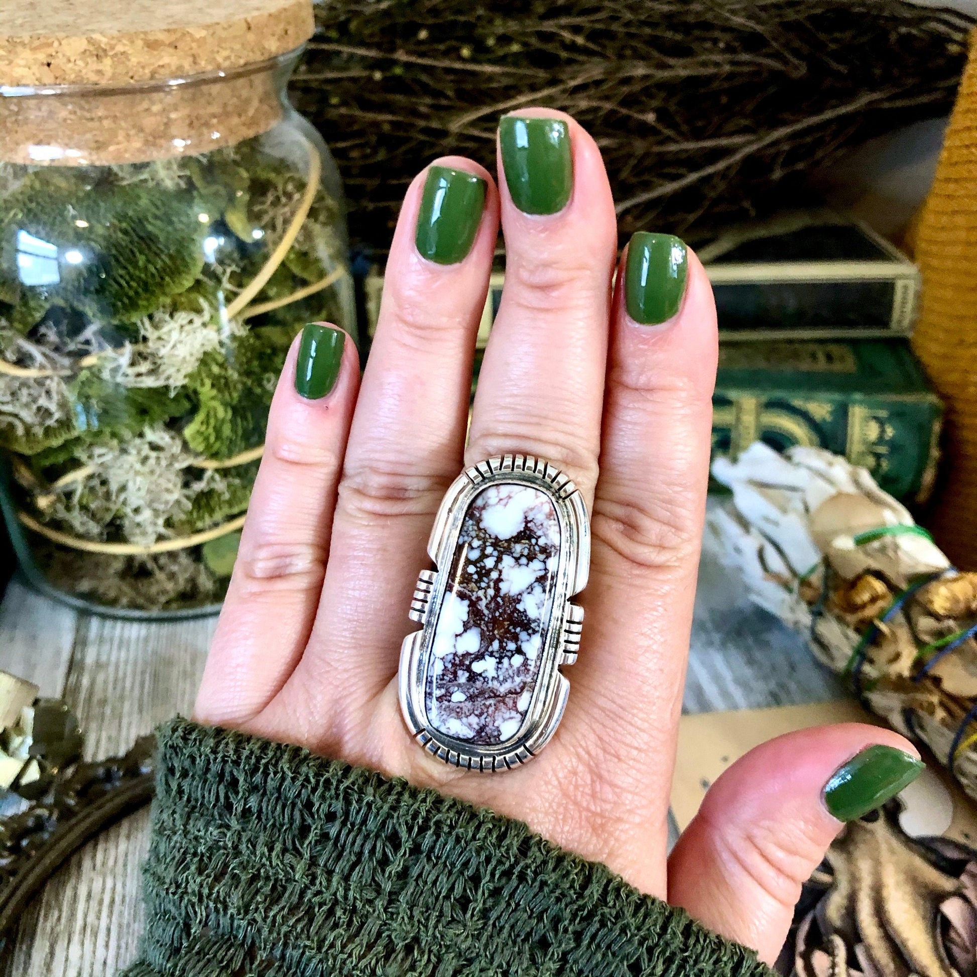 Size 9.5 Stunning Wild Horse Statement Ring Set in Thick Sterling Silver / Curated by FOXLARK Collection - Foxlark Crystal Jewelry