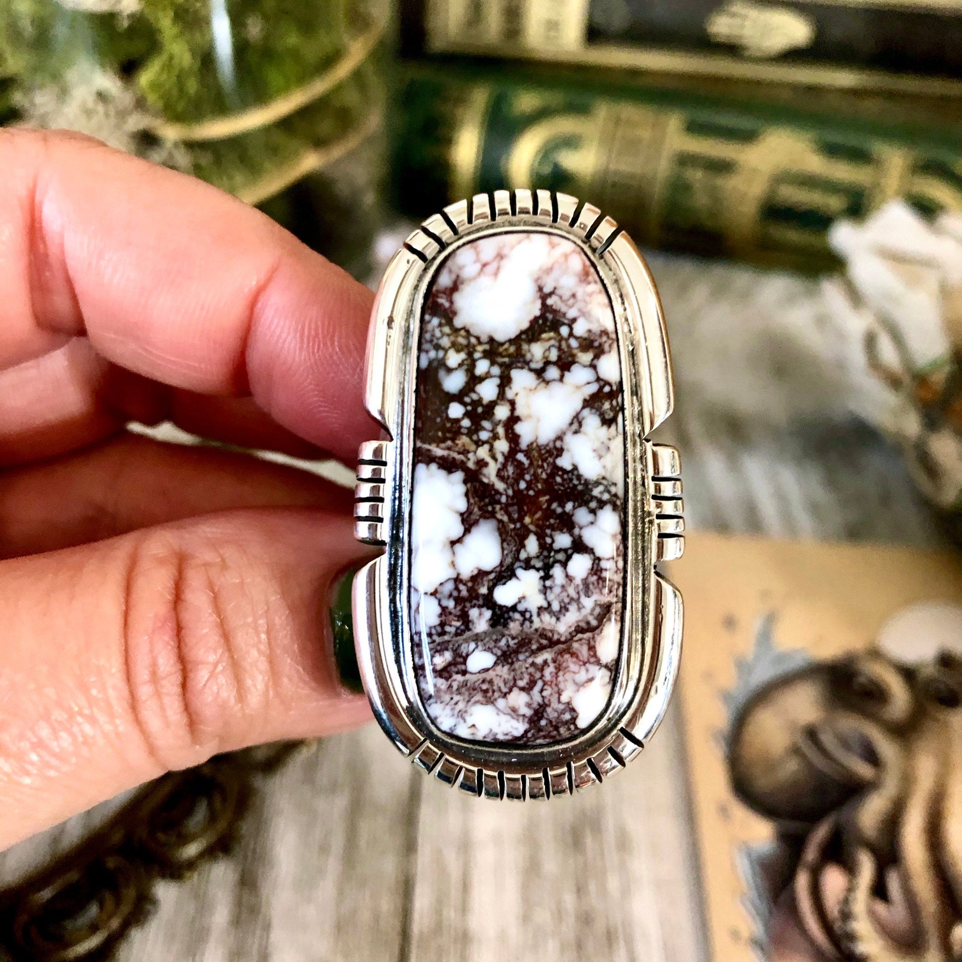 Size 9.5 Stunning Wild Horse Statement Ring Set in Thick Sterling Silver / Curated by FOXLARK Collection - Foxlark Crystal Jewelry