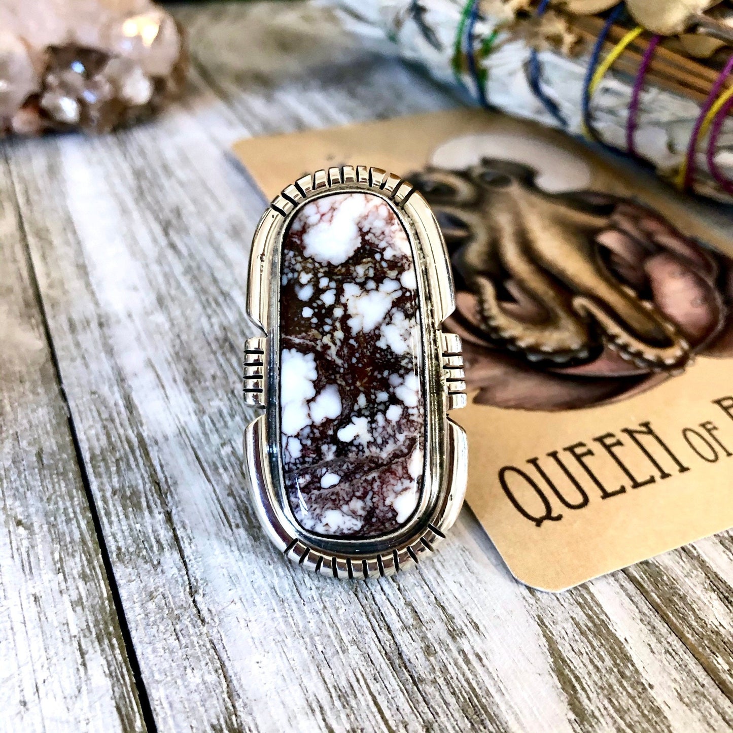 Size 9.5 Stunning Wild Horse Statement Ring Set in Thick Sterling Silver / Curated by FOXLARK Collection - Foxlark Crystal Jewelry