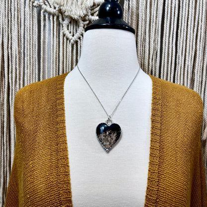 Fossilized Palm Root Heart Necklace in Fine Silver  / Foxlark Collection - One of a Kind.