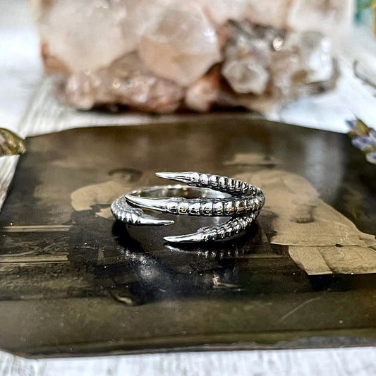 Raven Claw Ring Sterling Silver Adjustable / - Foxlark Crystal Jewelry