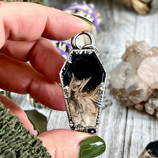 Fossilized Palm Root Coffin Necklace in Fine Silver / Foxlark Collection - One of a Kind - Foxlark Crystal Jewelry