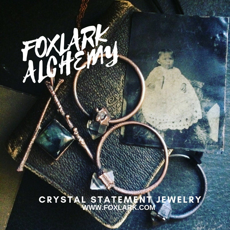 Seam Agate Crystal Heart Necklace in Sterling Silver -Designed by FOXLARK Collection / Witchy Necklace Goth Jewelry - Foxlark Crystal Jewelry