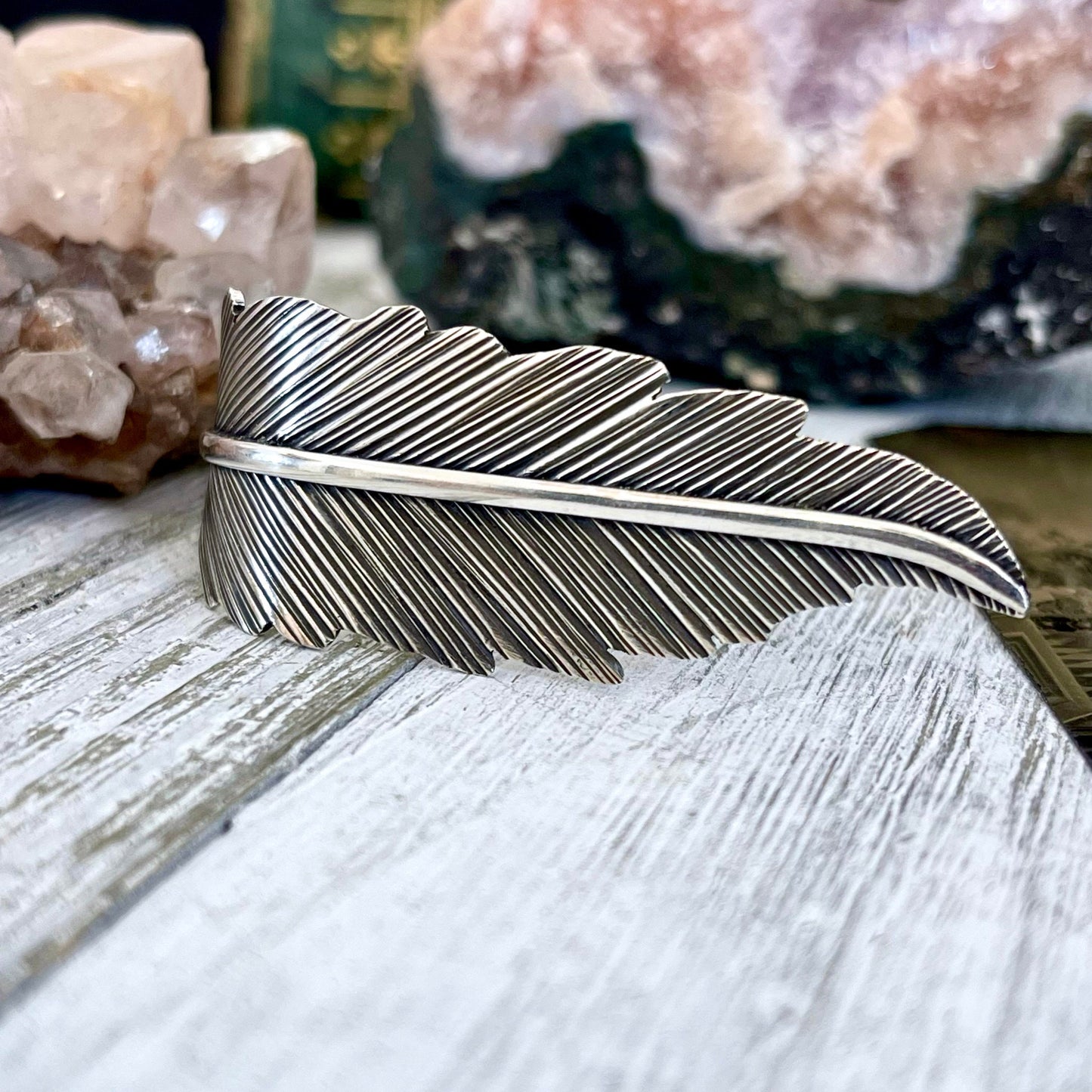 Large Adjustable Sterling Silver Feather Statement Ring  / Curated by FOXLARK Collection