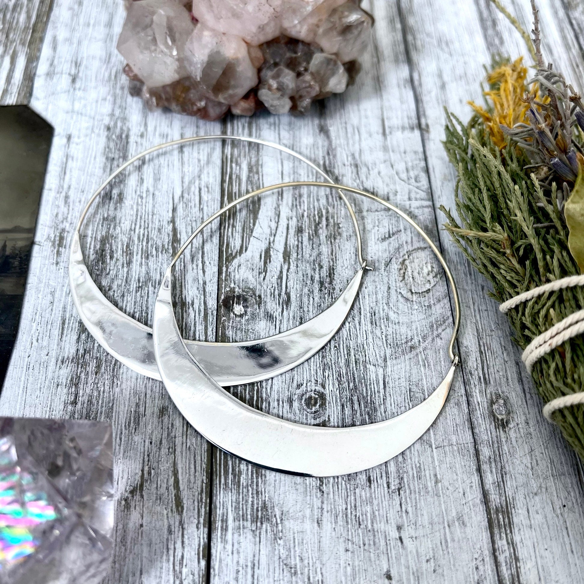 Big Bold Sterling Silver Hoop Earrings - Foxlark Crystal Jewelry