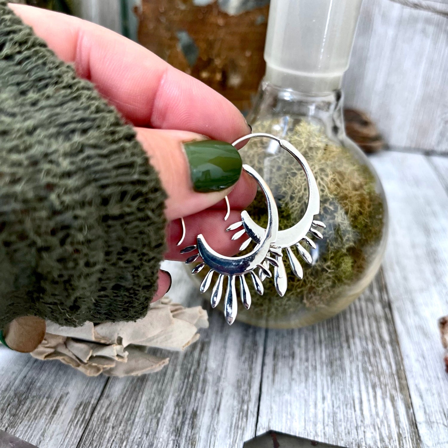 Small Sterling Silver Decorated Earring