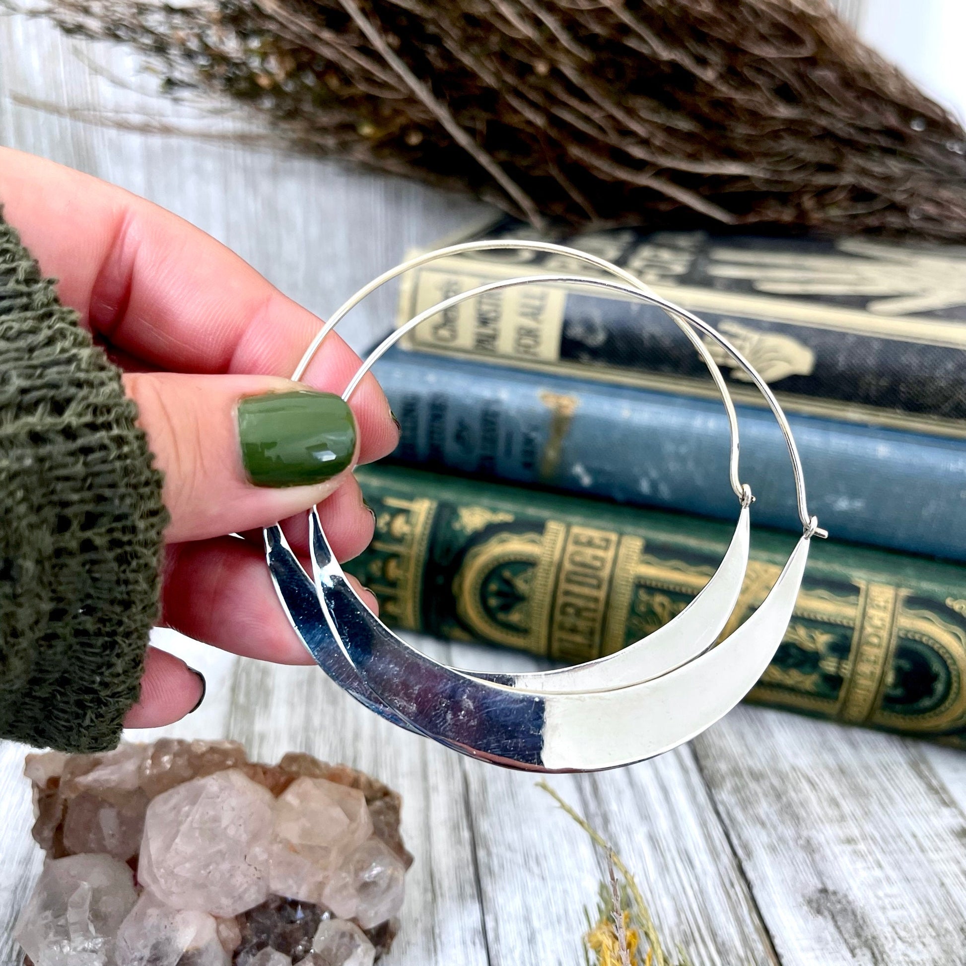 Big Bold Sterling Silver Hoop Earrings - Foxlark Crystal Jewelry