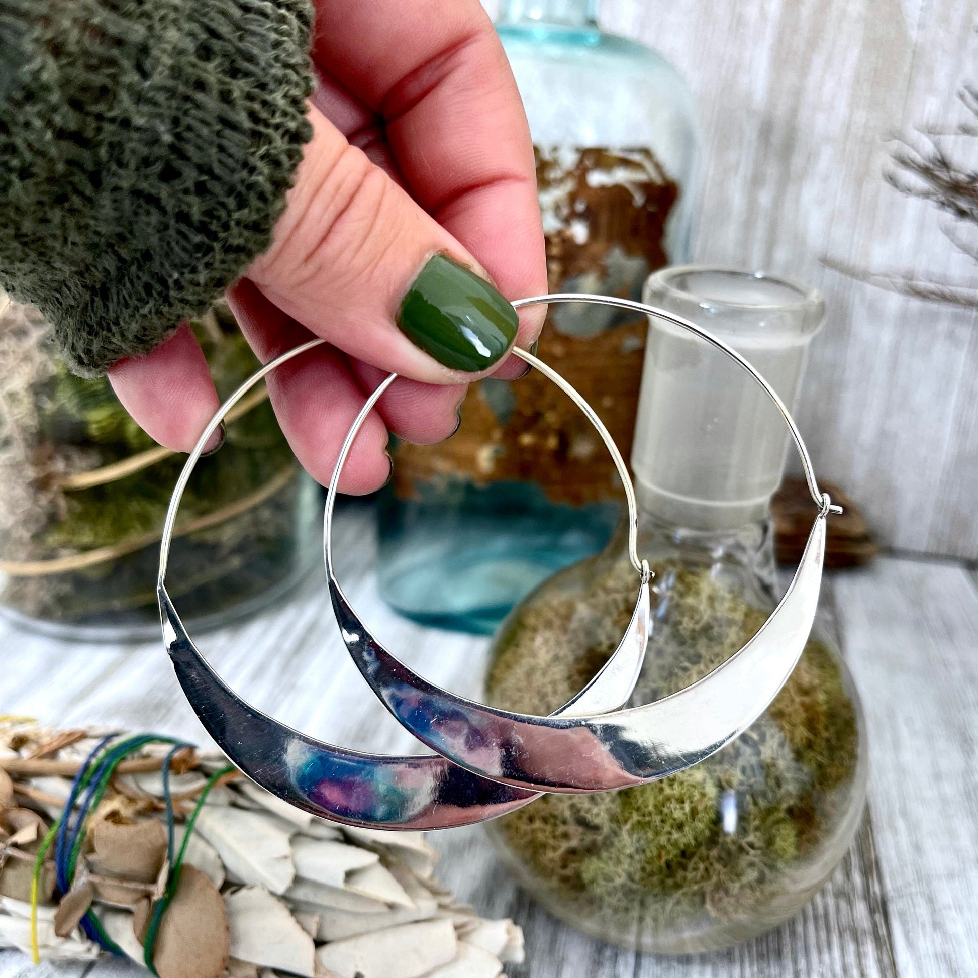Big Bold Sterling Silver Hoop Earrings - Foxlark Crystal Jewelry