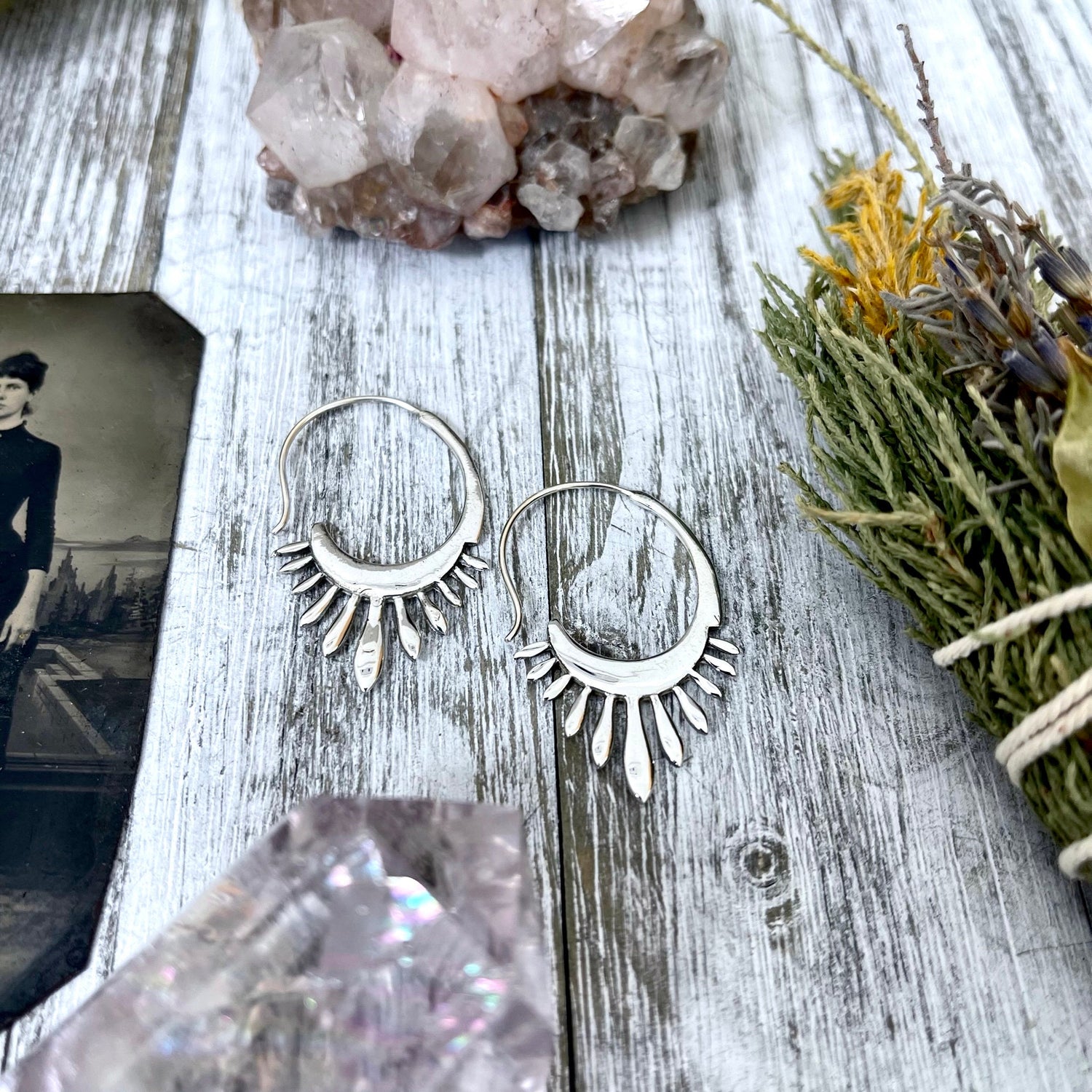 Small Sterling Silver Decorated Earring