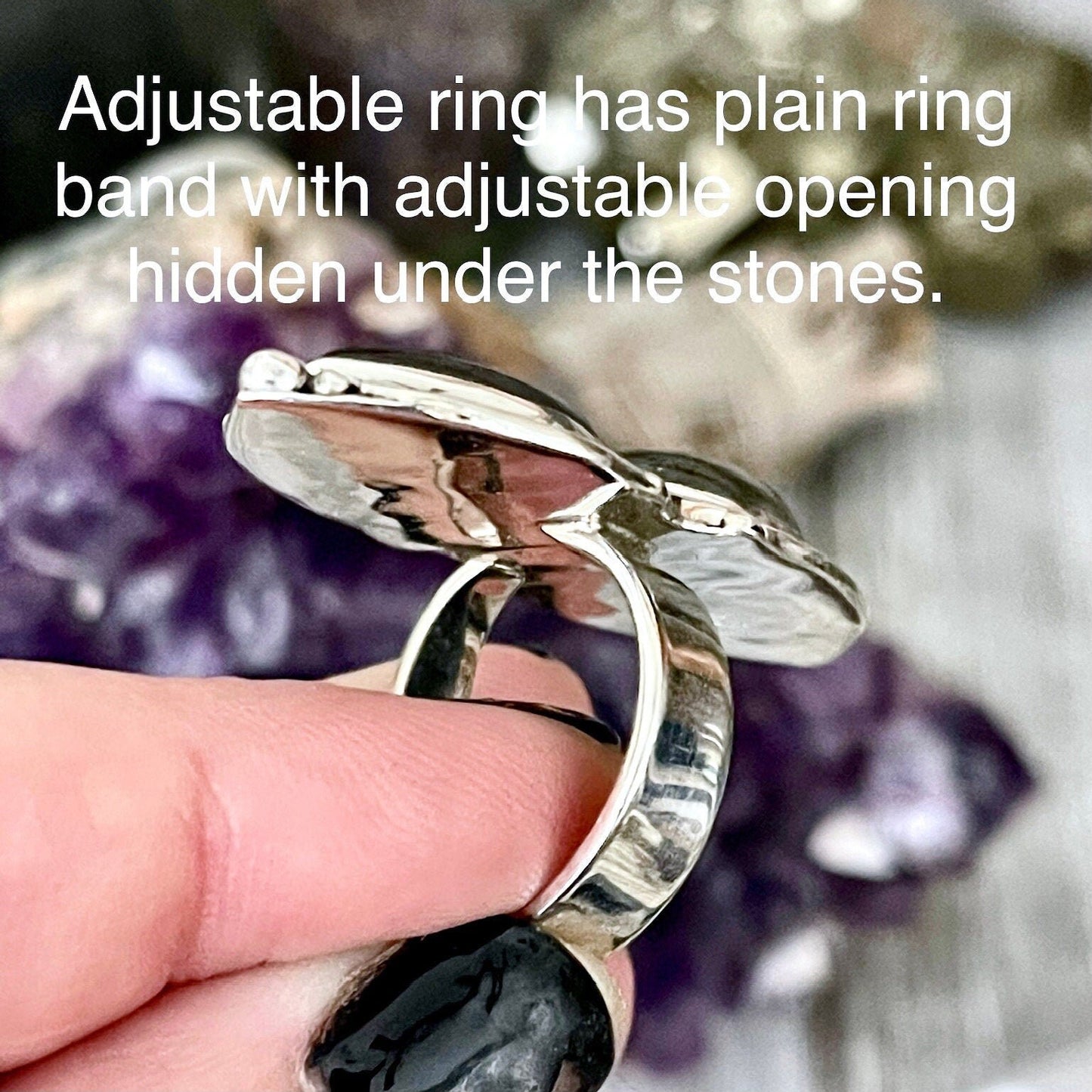 Mystic Moons Labradorite Crystal Ring Sterling Silver Designed FOXLARK Collection Size 6 7 8 9 10