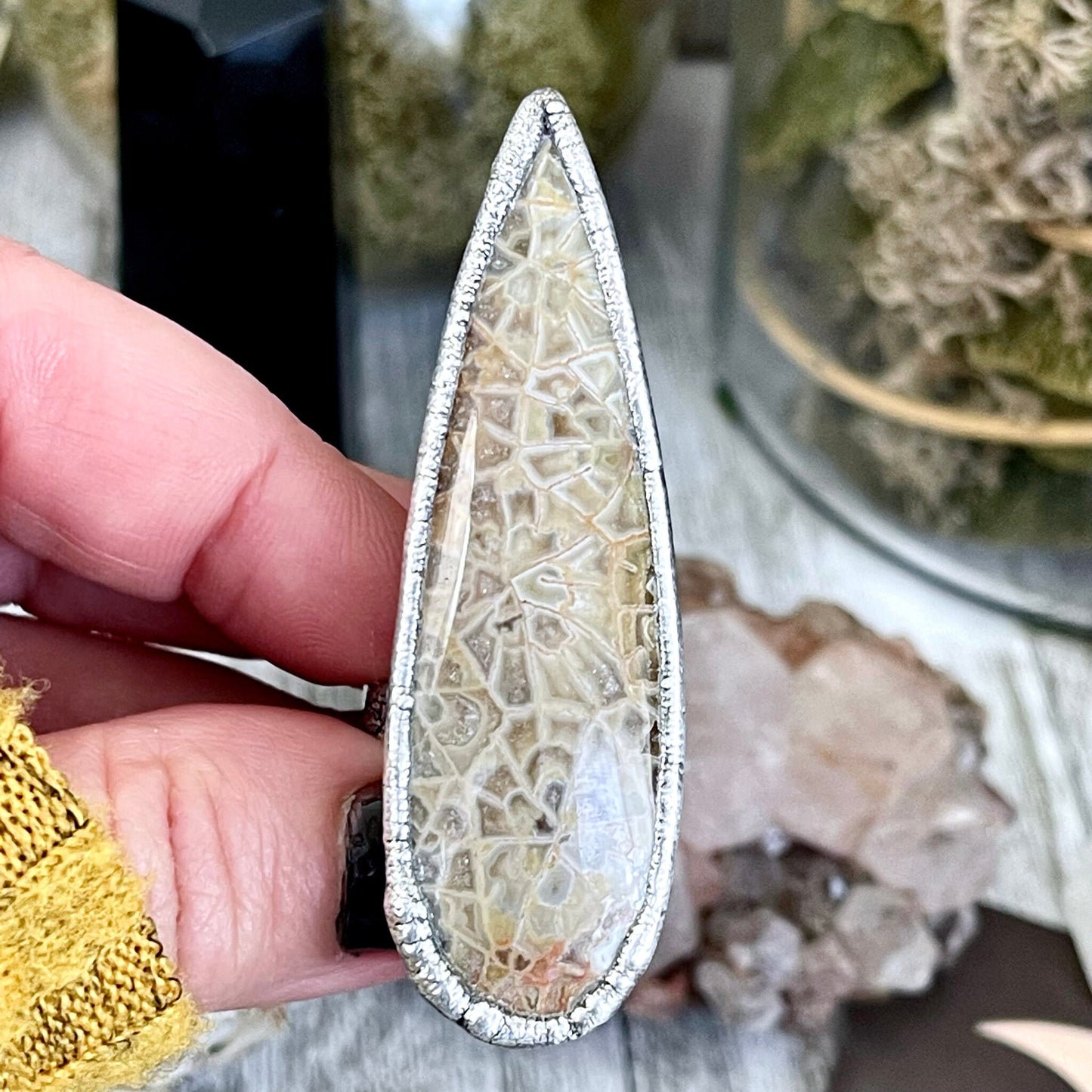 Size 8 Fossilized Coral Silver Statement Ring / Foxlark Collection - One of a Kind - Foxlark Crystal Jewelry