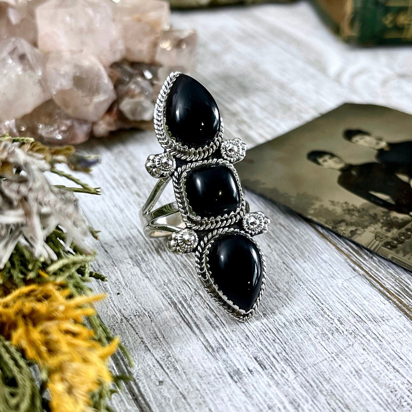 Big Crystal Jewelry, Big Crystal Ring, Big Stone Ring, Black Onyx Jewelry, Black Onyx Ring, Bohemian Ring, Boho Jewelry, Boho Ring, Etsy Id 1185693990, Foxlark Alchemy, Foxlark- Rings, Gift For Woman, Gypsy Ring, Jewelry, Rings, Statement Rings