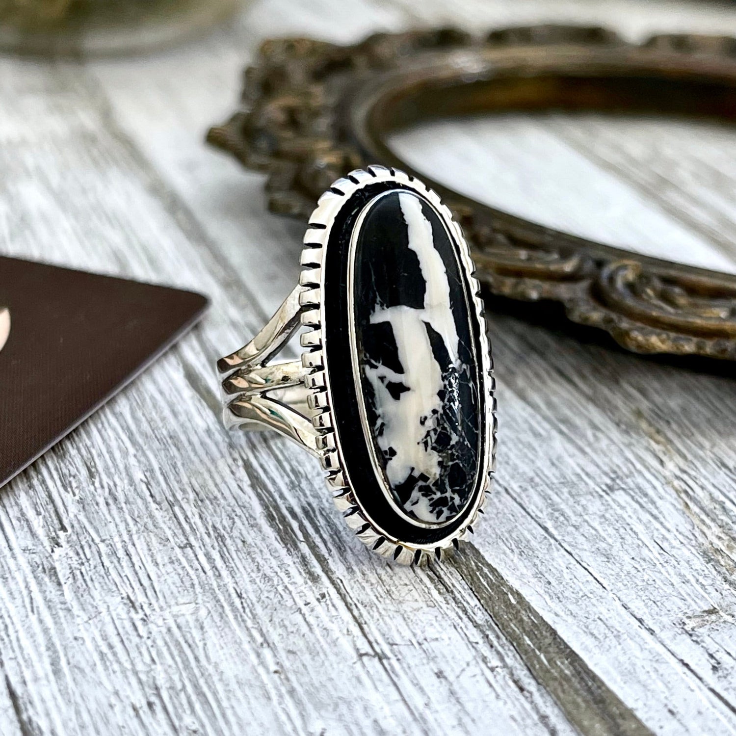 Size 7 8 9 10 Stunning White Buffalo Statement Ring Set in Sterling Silver / Curated by FOXLARK Collection