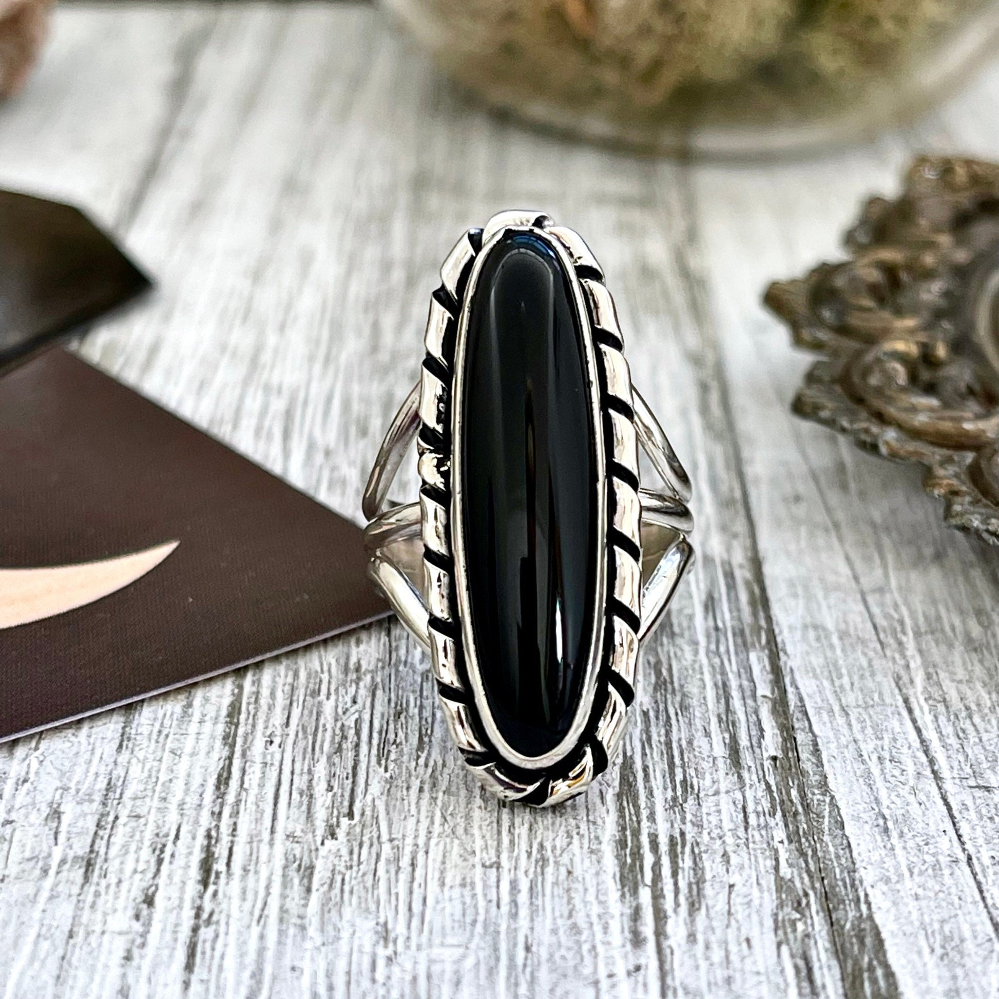 Big Statement Ring, Black Onyx Jewelry, Black Onyx Ring, Bohemian Ring, boho jewelry, boho ring, crystal ring, CURATED- RINGS, Etsy ID: 1339559571, Festival Jewelry, Foxlark Alchemy, gypsy ring, Jewelry, Large Crystal, Rings, Southwestern Jewelry, Stateme