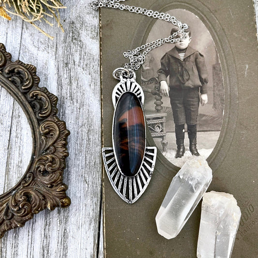 Moss & Moon Collection - Mahogany Sheen Obsidian Statement Necklace set in Fine Silver / One of a Kind - by Foxlark - Foxlark Crystal Jewelry