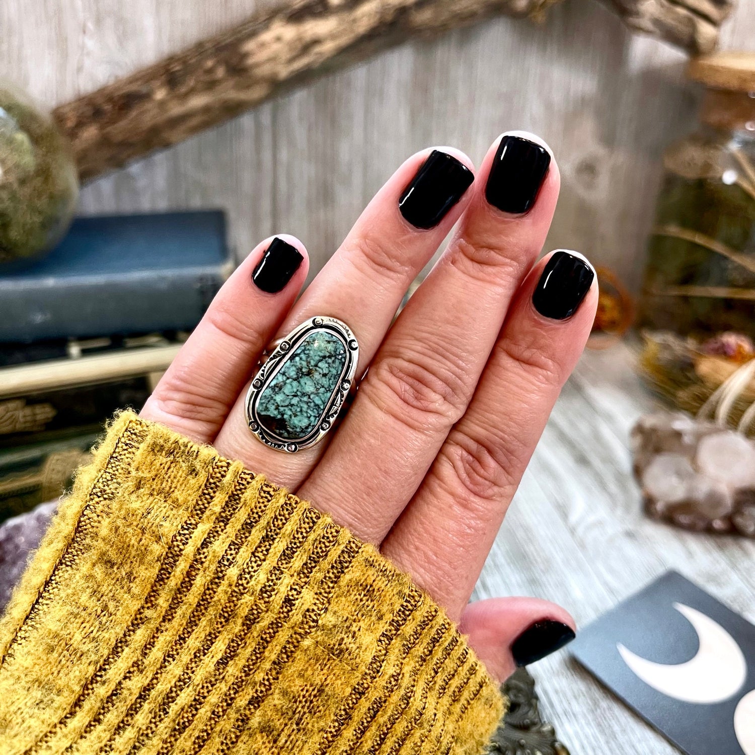 Size 8 Turquoise ( # 8 Turquoise) Statement Ring Set in Sterling Silver / Curated by FOXLARK Collection