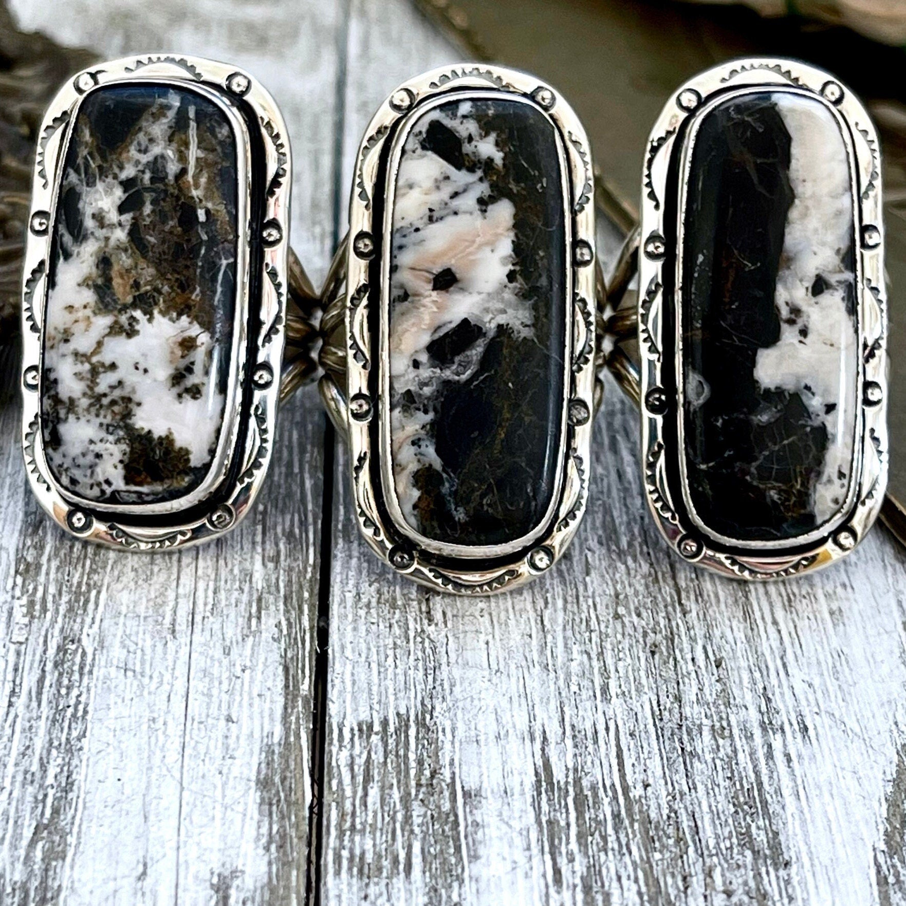 Size 10 Stunning White Buffalo Statement Ring Set in Sterling Silver / Curated by FOXLARK Collection - Foxlark Crystal Jewelry