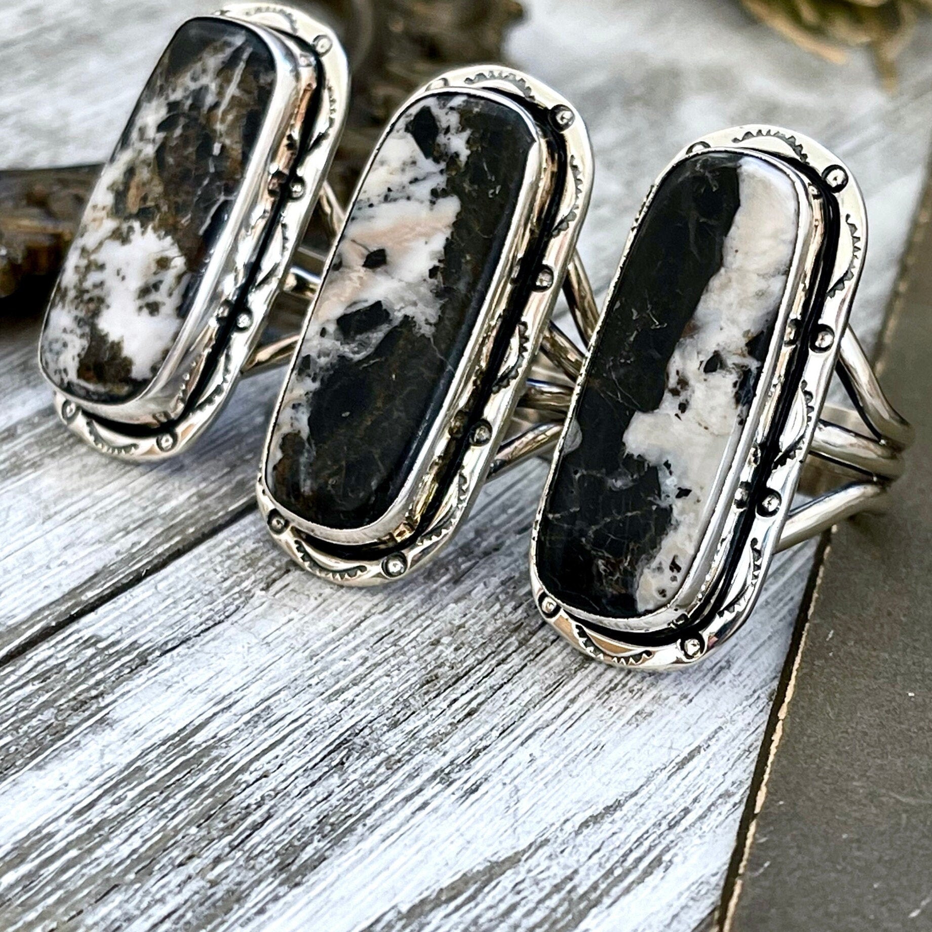 Size 10 Stunning White Buffalo Statement Ring Set in Sterling Silver / Curated by FOXLARK Collection - Foxlark Crystal Jewelry