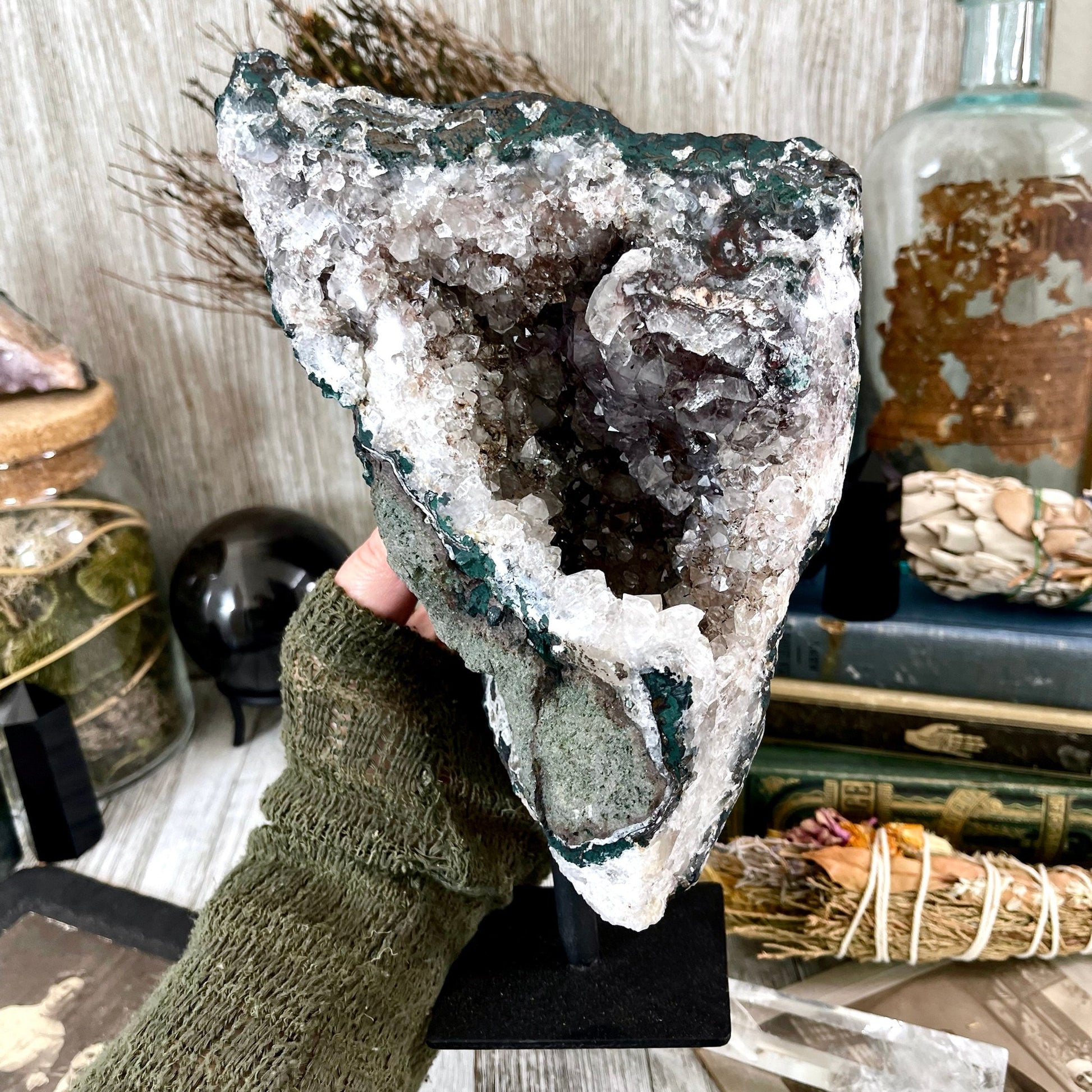 Large Purple Amethyst Crystal Druzy Geode With Stand / FoxlarkCrystals - Foxlark Crystal Jewelry