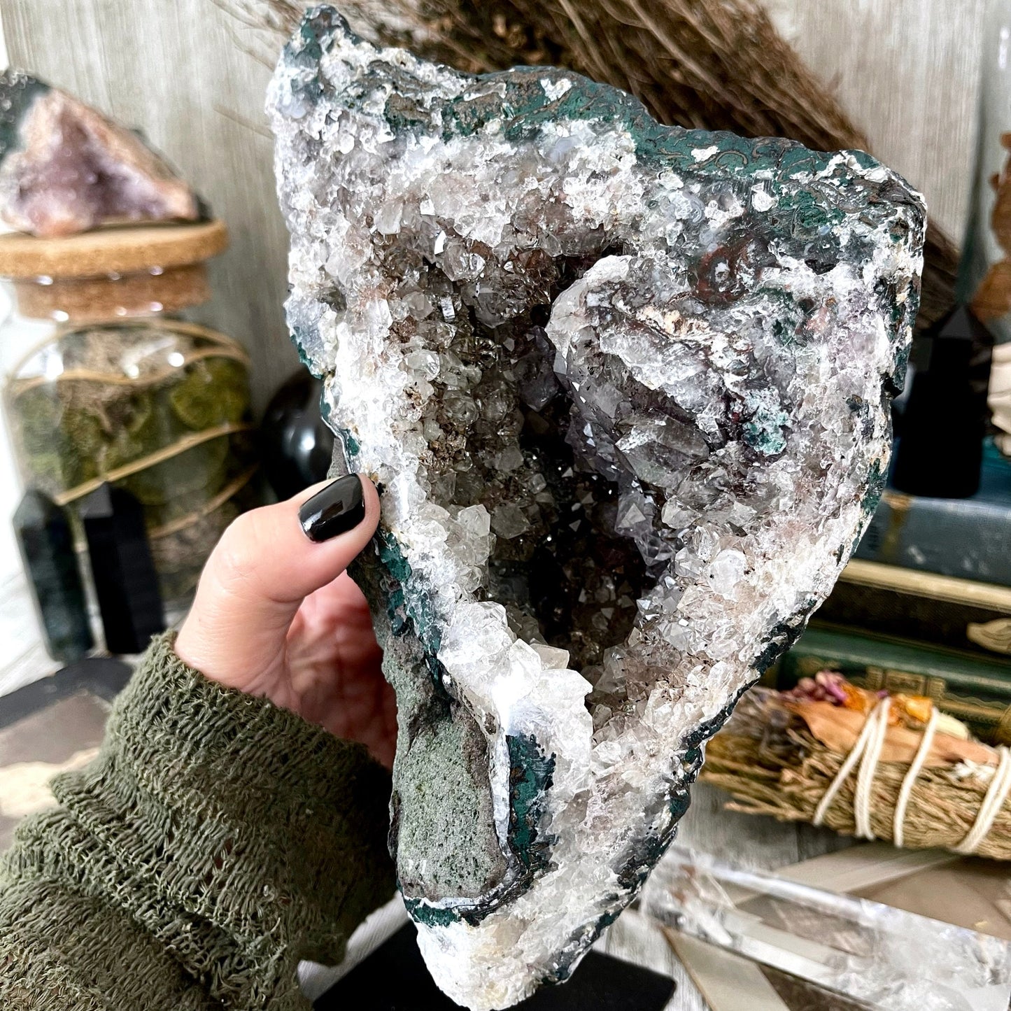 Large Purple Amethyst Crystal Druzy Geode With Stand / FoxlarkCrystals - Foxlark Crystal Jewelry