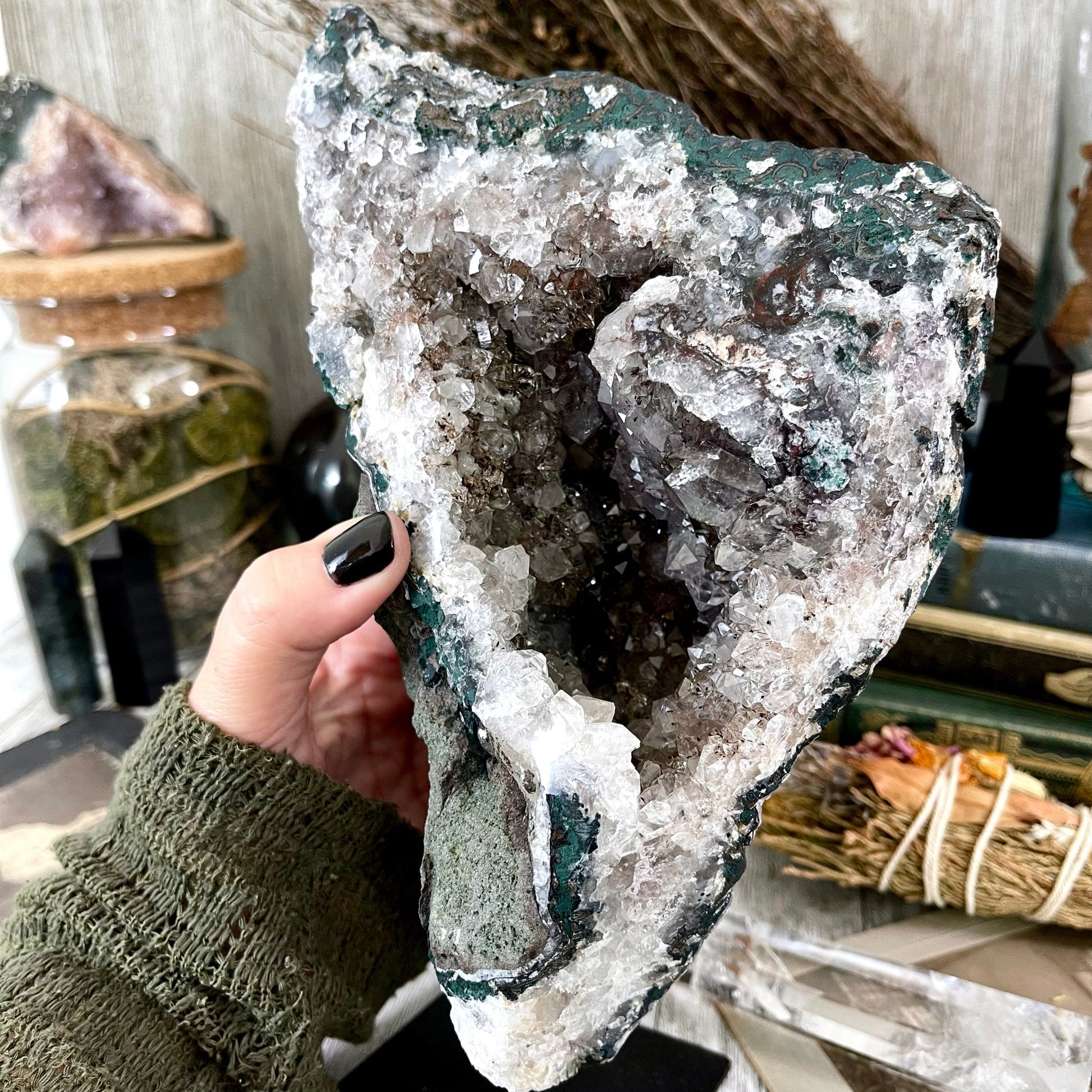 Large Purple Amethyst Crystal Druzy Geode With Stand / FoxlarkCrystals - Foxlark Crystal Jewelry