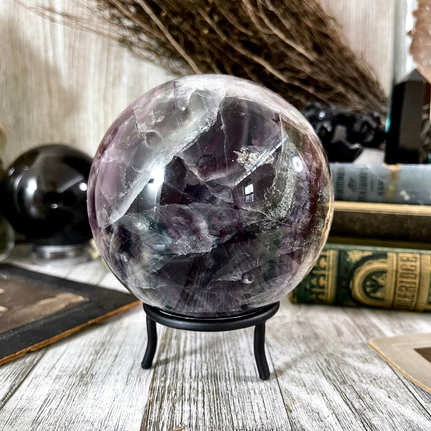 Purple and Green Fluorite Crystal Ball / FoxlarkCrystals