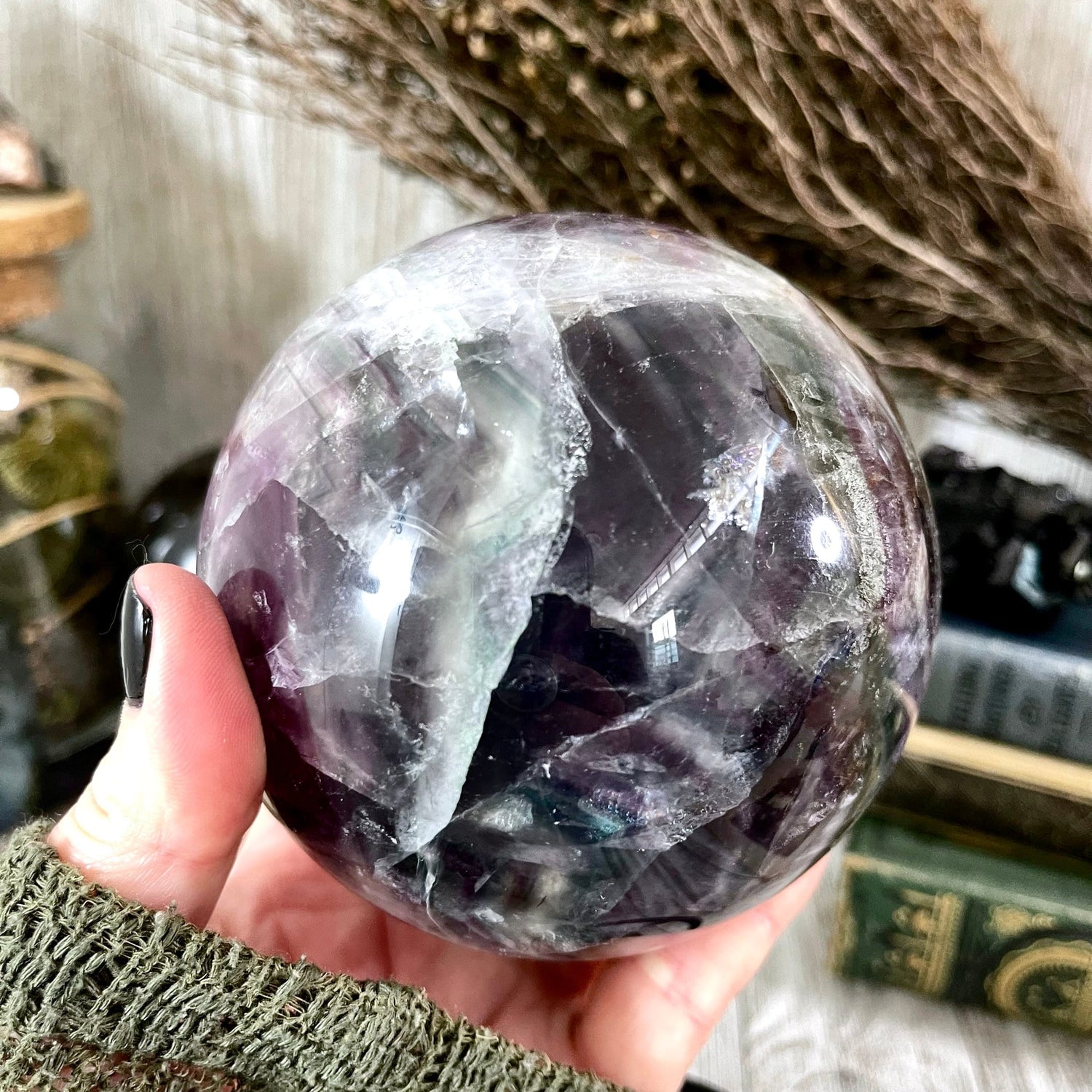 Purple and Green Fluorite Crystal Ball / FoxlarkCrystals