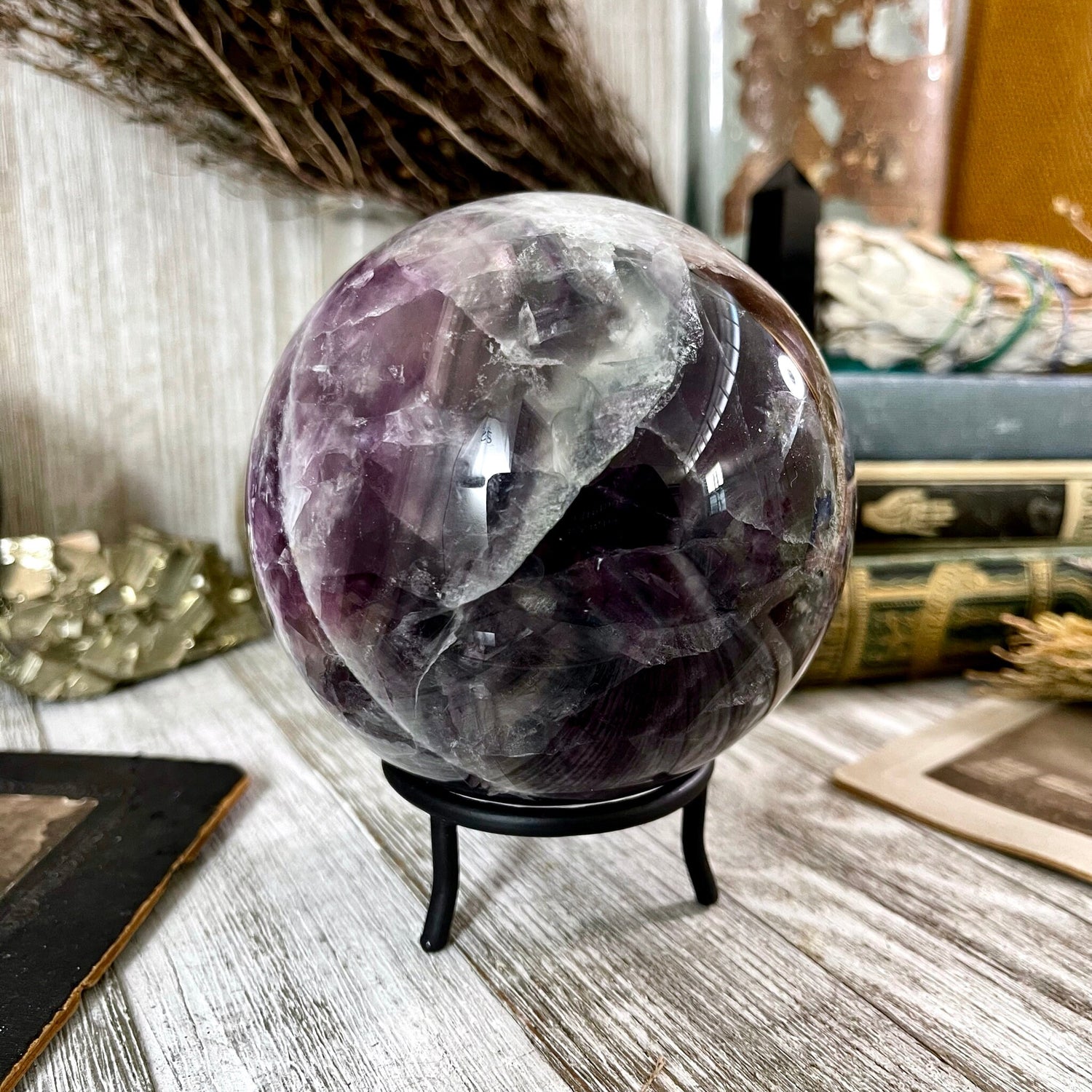 Purple and Green Fluorite Crystal Ball / FoxlarkCrystals