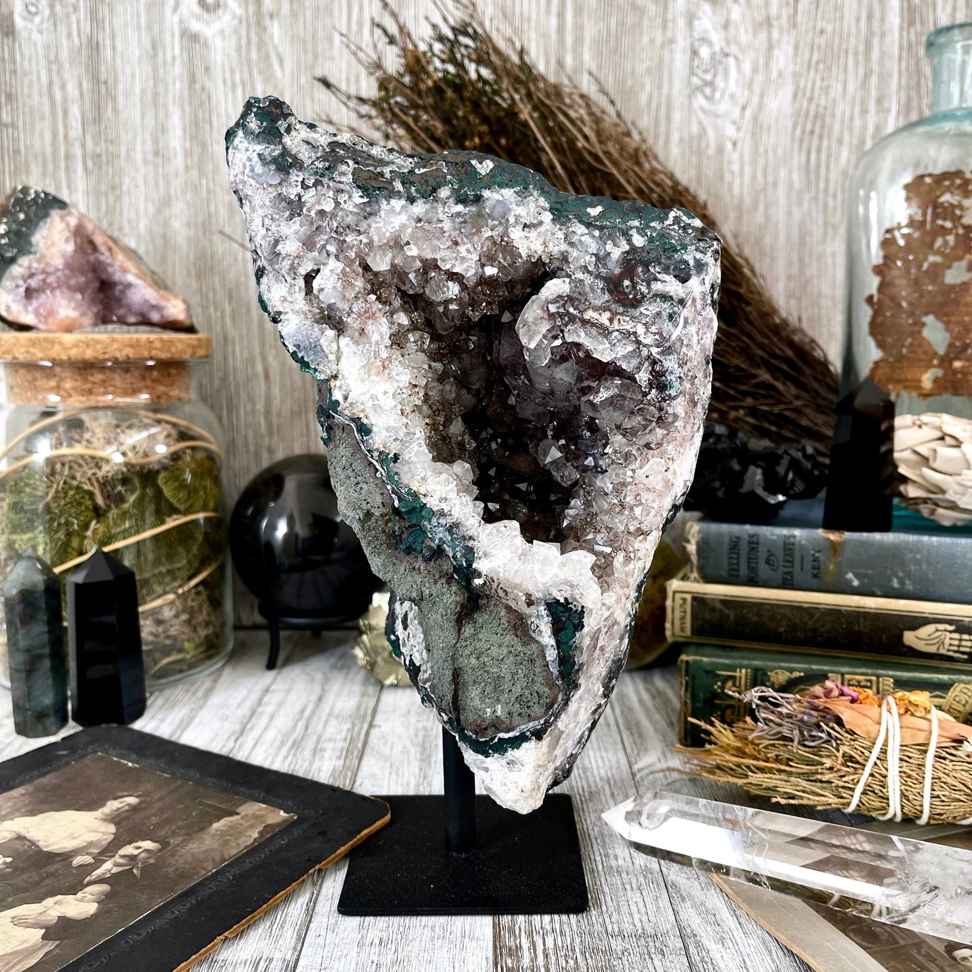 Large Purple Amethyst Crystal Druzy Geode With Stand / FoxlarkCrystals - Foxlark Crystal Jewelry